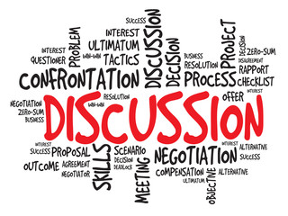 DISCUSSION words cloud vector concept, presentation