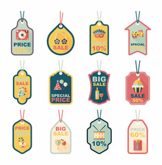 Birthday tag flat banner background set, eps10