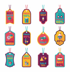 Birthday tag flat banner background set, eps10