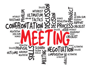 Meeting business concept, words cloud, presentation background