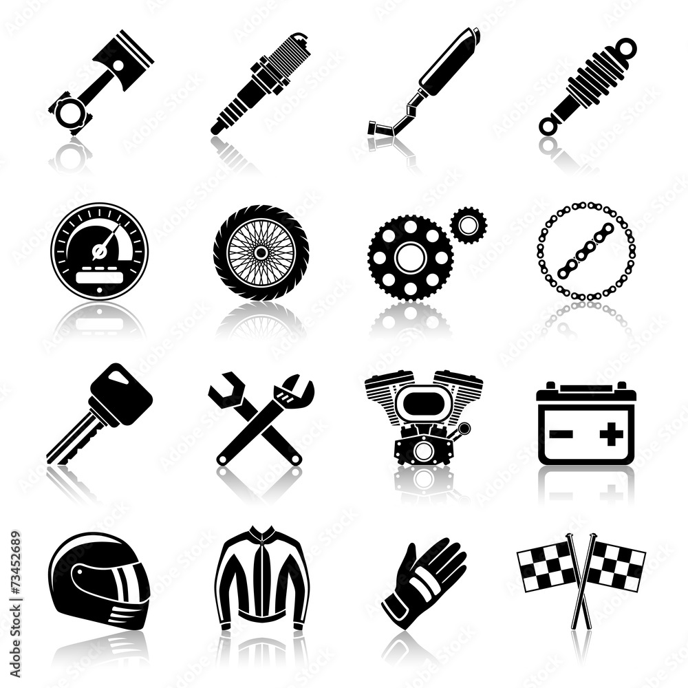 Sticker motorcycle parts black set