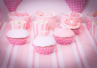 dessert table at girls birthday party