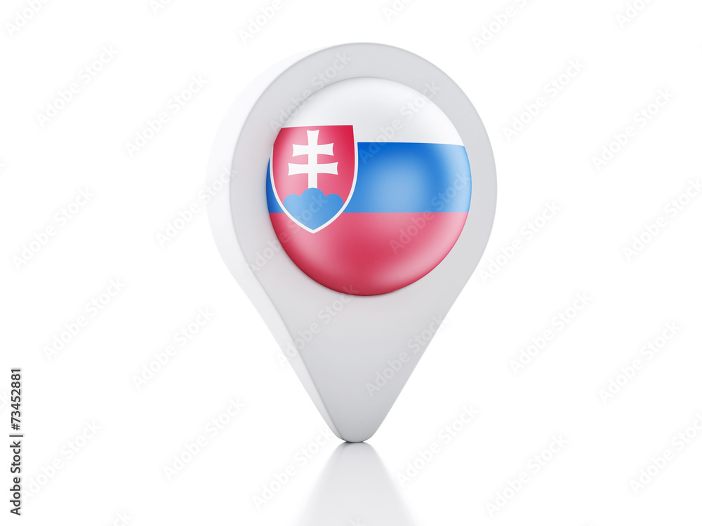 Poster 3d map pointer slovakia flag icon on white background