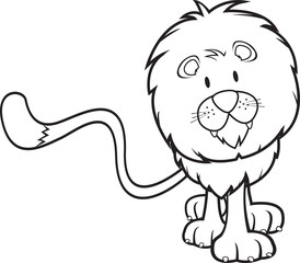 Cute lion coloring book vector illustration