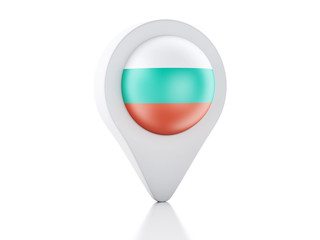 3d Map pointer Bulgaria flag icon on white background