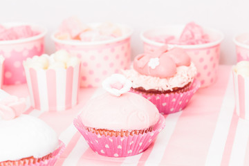 dessert table at girls birthday party