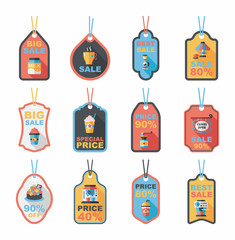 Coffee tag flat banner background set, eps10