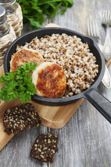 Chicken burgers and buckwheat