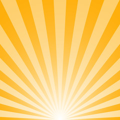The sunrise with sunbeams on yellow background