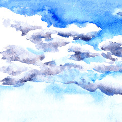 watercolor drawing clouds