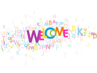 "WELCOME" Letter Collage (card smile congratulations greetings)