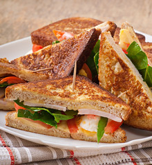 Club sandwich with chicken and ham