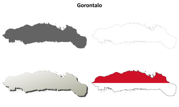 Gorontalo blank outline map set