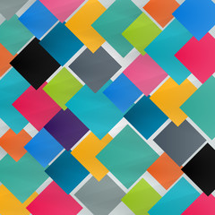 Colored squares with sharp corners and shadow on gray background