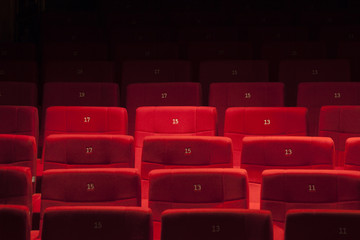 Close up empty movie theater's seats