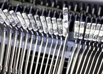 steel hammers for writing with an ancient manual typewriter