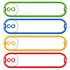 Obraz premium four frames for entering text with screws and infinity symbol