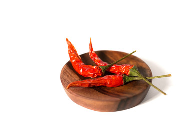 Dried Hot Chili Peppers Isolated on White Background