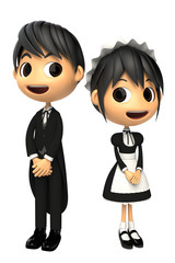 笑顔のメイドさんと執事