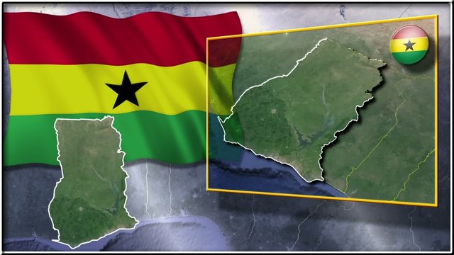 Ghana flag and map animation