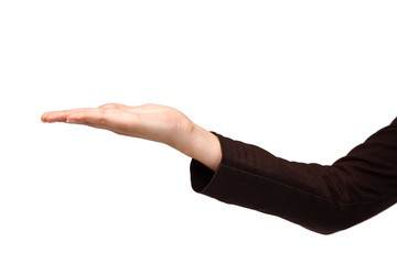 Businesswomans arm presenting