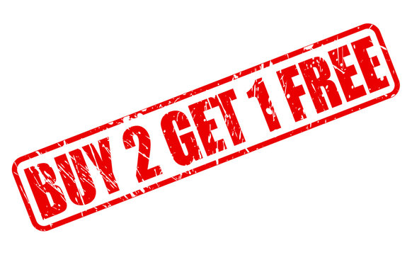 Buy 2 get 1 free red stamp text