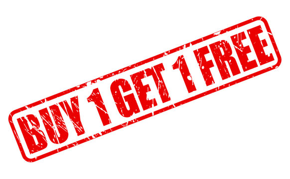 Buy 1 get 1 free red stamp text