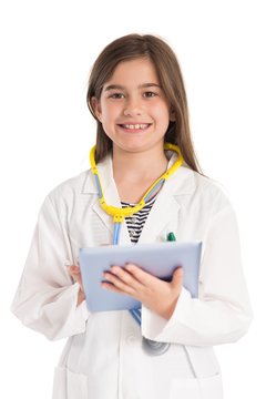 Little Girl Pretending To Be A Doctor