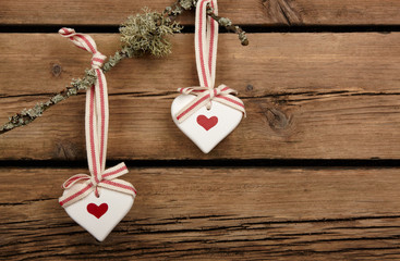 Christmas decoration over wooden background