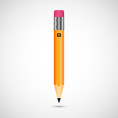 Wooden pencil with an eraser on a gray background