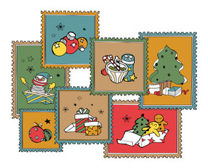 Fototapeta premium Christmas icon stamps collectionA
