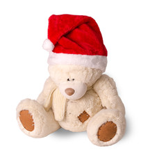 Bear cub with a cap of Santa Claus