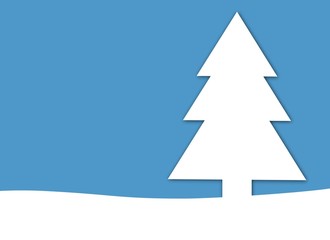 Weihnachtskarte blau mit Tannenbaum