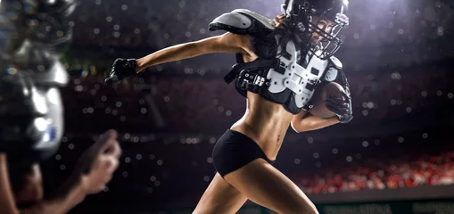 Foto op Plexiglas American football female players in action © 103tnn