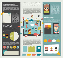 Social network infographic. Flat elements. Vector.