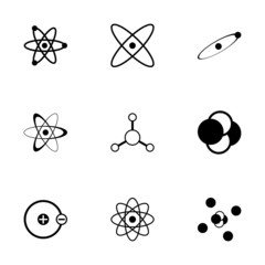 Vector black atom icon set