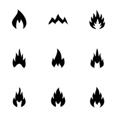 Vector black fire icon set