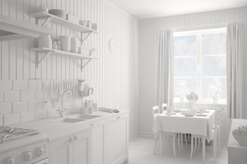 Interior einer Küche ganz in weiß