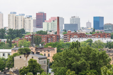 Fototapeta na wymiar Panorama of Lodz city in Poland