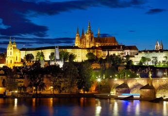 Lights of Prague Castle. Czech republic