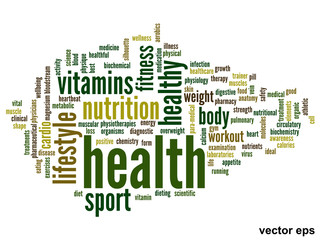 Vector conceptual health word cloud