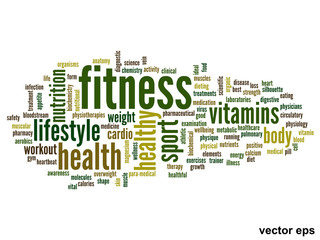 Vector conceptual fitness health word cloud
