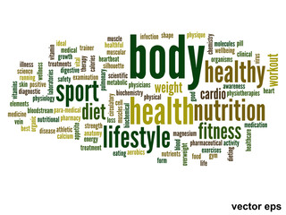 Vector conceptual health word cloud