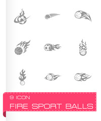 Vector fire sport balls icons set