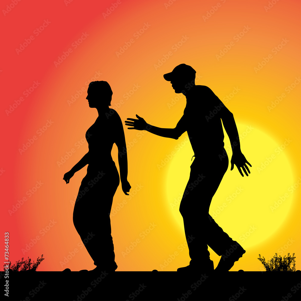 Poster Vector silhouette of couple.