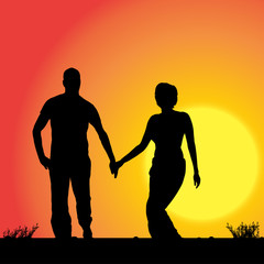 Fototapeta na wymiar Vector silhouette of couple.