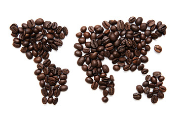 map made of coffee grains