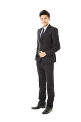 full length young asian  business man standing