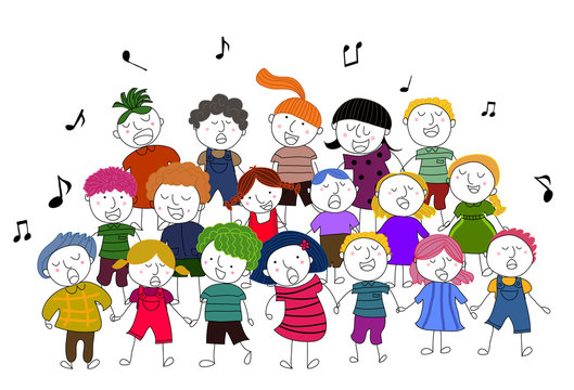 children choir singing vector illustration