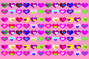 Vector background with colored hearts.